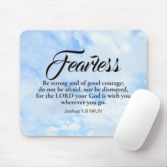 Photo of Blue Cloudy Sky Be Not Afraid Bible Verse Mouse Mat (With Mouse)