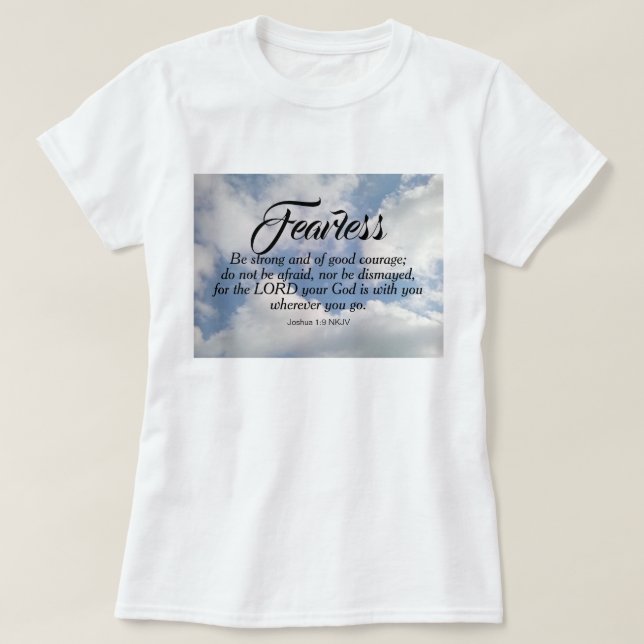 Photo of Blue Cloudy Sky Be Not Afraid Bible Verse T-Shirt (Design Front)