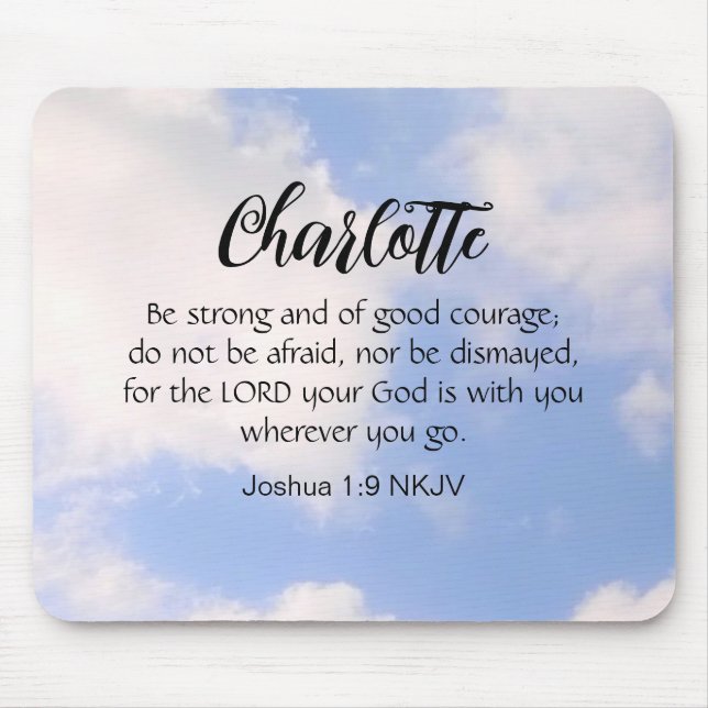 Photo of Blue Sky Be Not Afraid Bible Verse Name Mouse Mat (Front)