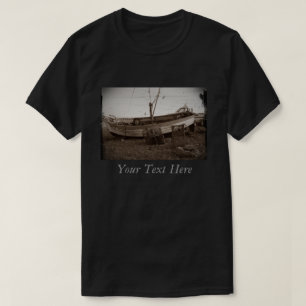 photo of boat and lobster pots on the beach T-Shirt