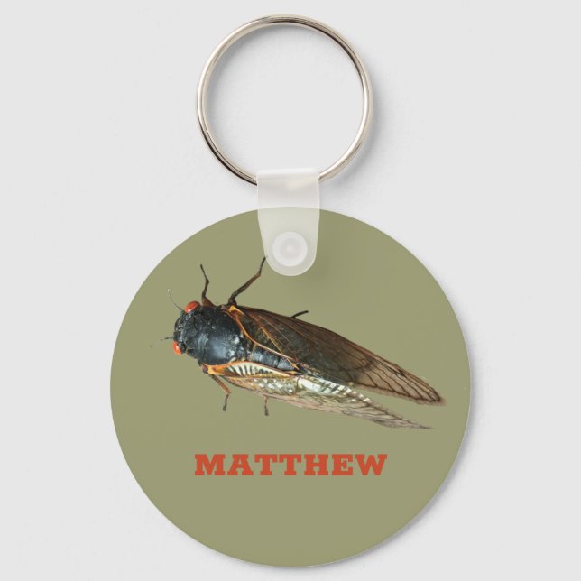 Photo of Cicada Insect Bug Personalised Key Ring (Front)
