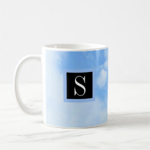 Photo of Cloudy Light Blue Sky with Single Initial Coffee Mug