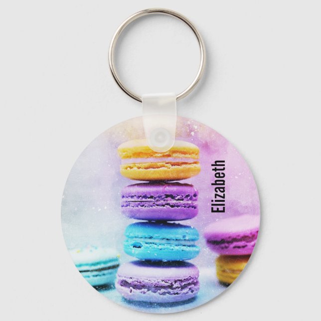 Photo of Colorful Delicious Macarons Key Ring (Front)