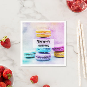 Photo of Colourful Delicious Macarons Birthday Napkin