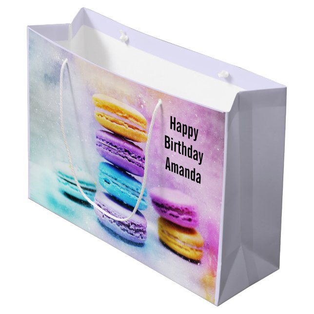Photo of Colourful Delicious Macarons Large Gift Bag (Front Angled)