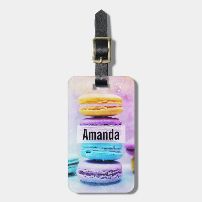Photo of Colourful Delicious Macarons Luggage Tag (Front Vertical)