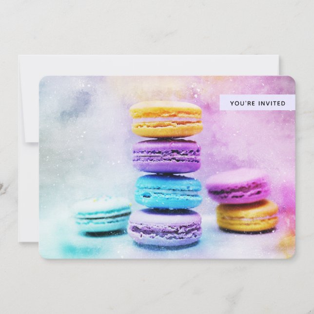 Photo of Colourful Macarons Birthday Invitation (Front)