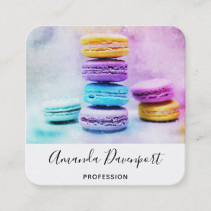 Photo of Colourful Macarons Square Business Card