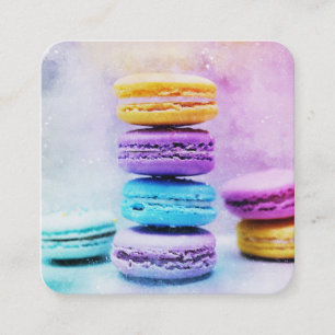 Photo of Colourful Macarons Square Business Card