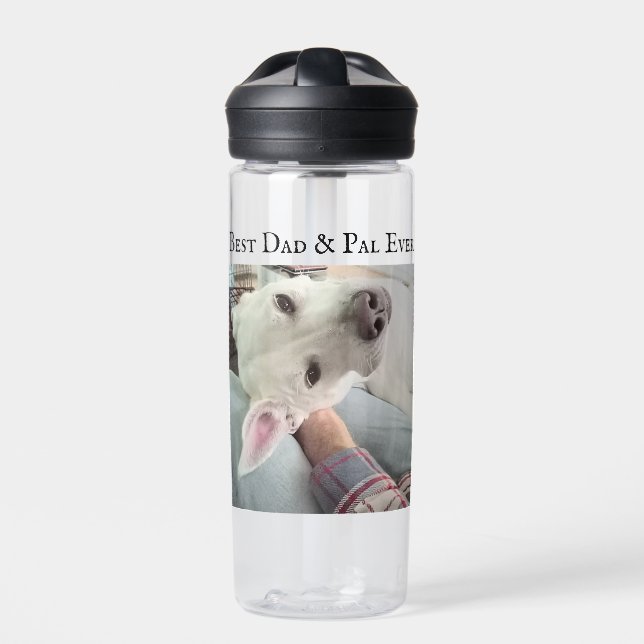 Photo of Cute Dog Best Dad Pal Ever Blue Denim  Water Bottle (Front)
