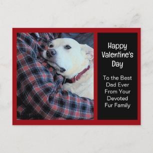 Photo of Cute Dog Hugging Dad Valentine's Day Holiday Postcard