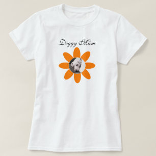 Photo of Cute Dog on Pretty Orange Daisy Mum T-Shirt