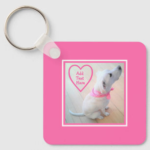 Photo of Cute Dog Wearing Pink Scarf Mother's Day Key Ring