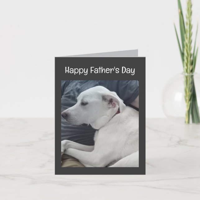Photo of Cute Dog with Dad Happy Father's Day Holiday Card (Front)