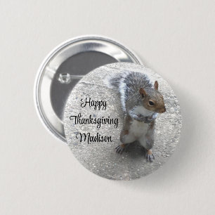 Photo of Cute Little Squirrel with Fluffy Tail 6 Cm Round Badge