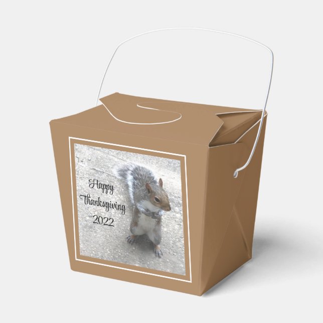 Photo of Cute Little Squirrel with Fluffy Tail Favour Box (Front Side)