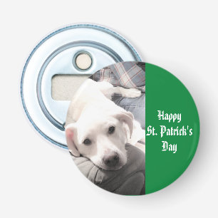 Photo of Cute Puppy Dog Green St. Patrick's Day Bottle Opener