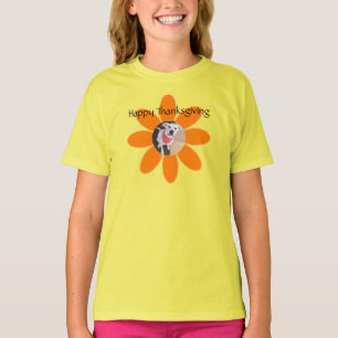 Photo of Cute Puppy Dog in Orange Flower Holiday T-Shirt