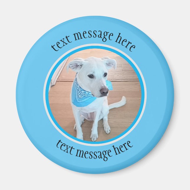 Photo of Cute Puppy Dog Wearing Baby Blue Scarf Magnet (Front)