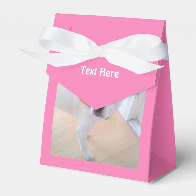 Photo of Cute Sweet White Puppy Dog Face Pink Favo Favour Box (Front Side)