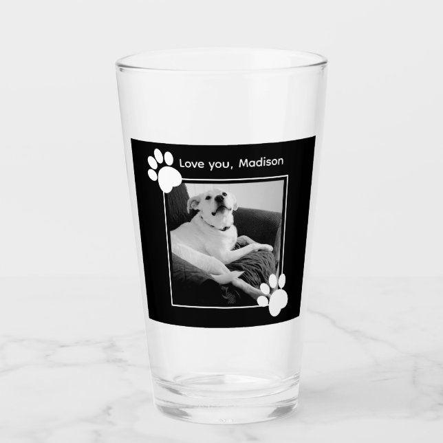 Photo of Cute Talking Dog Paws and Message Black Glass (Front)
