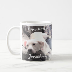 Photo of Cute Tired White Dog With Best Friend Dad Coffee Mug