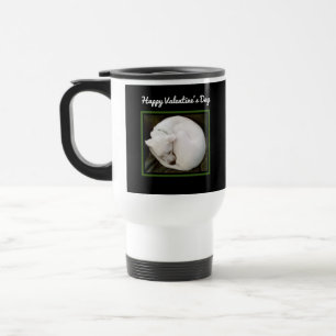 Photo of Cute White Dog Curled Up Valentines Day Travel Mug