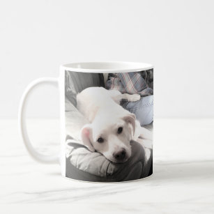 Photo of Cute White Dog Hanging Out with Dad Coffe Coffee Mug