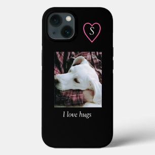 Photo of Cute White Dog I Love Hugs Black iPhone 13 Case
