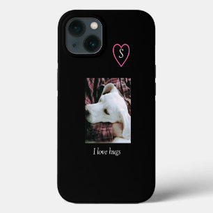 Photo of Cute White Dog I Love Hugs Black iPhone 13 Case