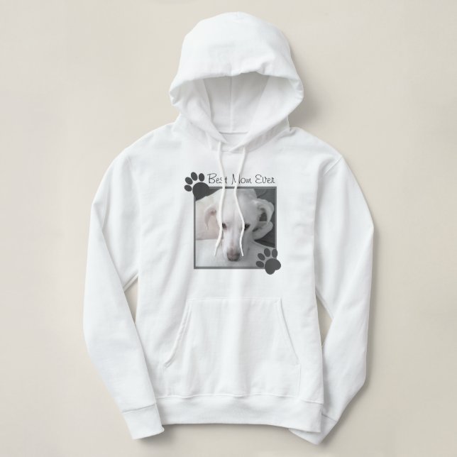 Photo of Cute White Dog Paws Best Mum Hoodie (Design Front)