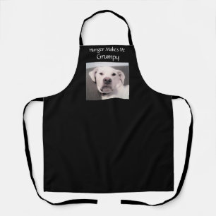 Photo of Cute White Grumpy Hungry Dog Black Funny Apron