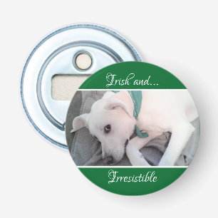 Photo of Cute White Puppy Dog St. Patrick's Day Bottle Opener