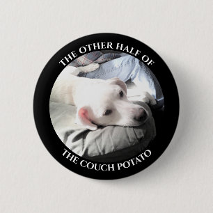 Photo of Cute White Puppy Dog With Dad Black 6 Cm Round Badge