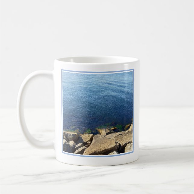 Photo of Deep Blue Atlantic Ocean Rocky Cliff Coffee Mug (Left)