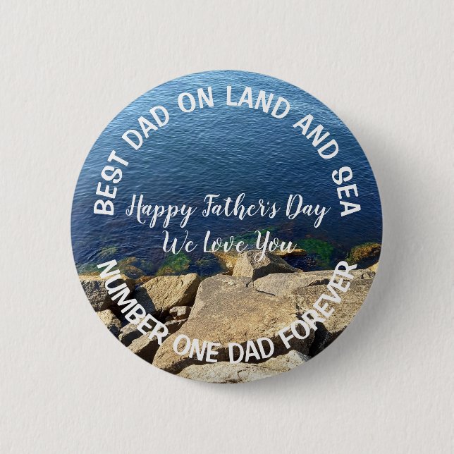 Photo of Deep Blue Ocean Best Dad Father's Day 6 Cm Round Badge (Front)