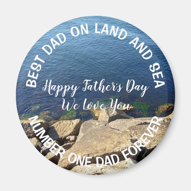 Photo of Deep Blue Ocean Best Dad Father's Day Magnet (Front)