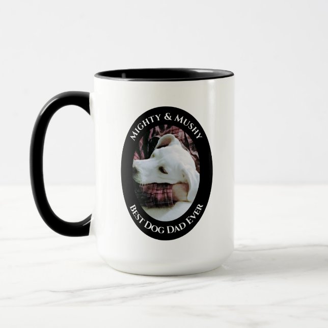 Photo of Dog Dad Hugging Labrador Retriever Mix Mug (Left)