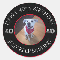Photo of Dog Grinning Birthday 40 Black and Red