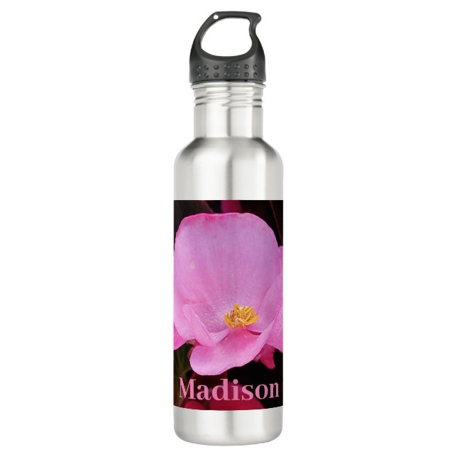 Photo of Elegant Hot Pink Flower Add Name 710 Ml Water Bottle (Front)