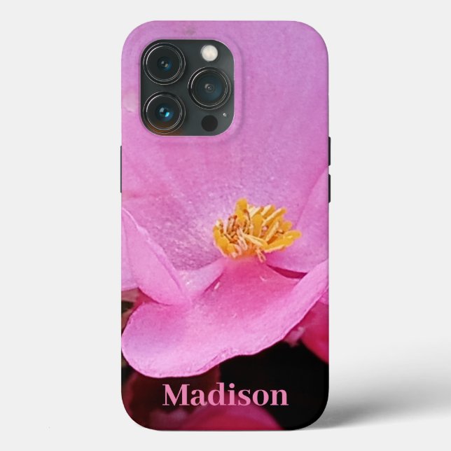 Photo of Elegant Hot Pink Flower Add Name Case-Mate iPhone Case (Back)