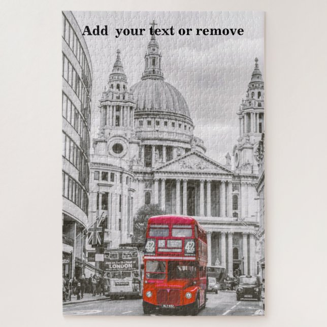 Photo of famous red double decker bus, London, UK, Jigsaw Puzzle (Vertical)