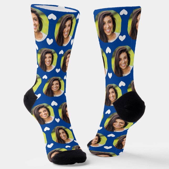 Photo of Girlfriend For Boyfriend Blue Cute Heart Socks (Angled)