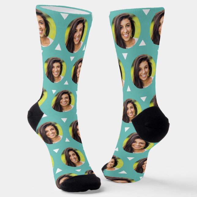 Photo of Girlfriend for Boyfriend Cute Teal Socks (Angled)