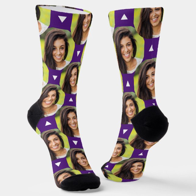 Photo of Girlfriend for Boyfriend Fun Purple Socks (Angled)
