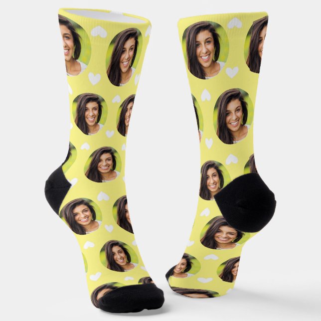 Photo of Girlfriend For Boyfriend Lt Yellow Heart Socks (Angled)
