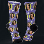 Photo of Girlfriend For Boyfriend Periwinkle Heart Socks<br><div class="desc">These cute photo of girlfriend for boyfriend socks feature your own photo on a periwinkle background with a white hearts pattern, and are sure to bring your boyfriend a smile! He will think of you every time he pulls on these socks, and will love them (and maybe make him love...</div>