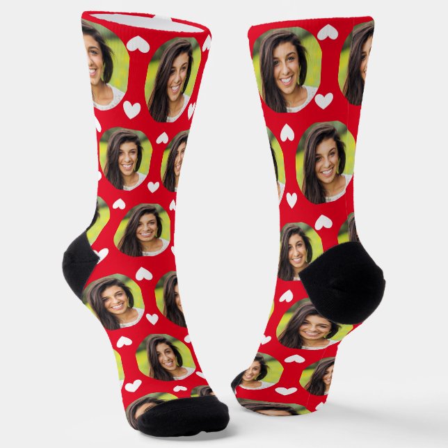 Photo of Girlfriend For Boyfriend Red Heart Socks (Angled)
