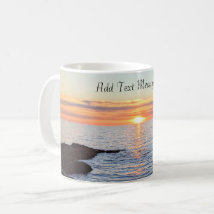 Photo of Golden Sunset on Blue Ocean Orange Sky Coffee Mug