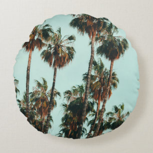 Photo of green palm trees round cushion